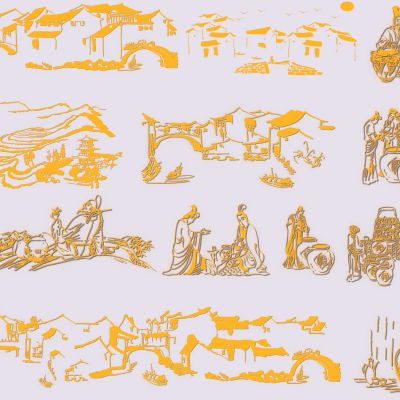 墙饰挂件江南水乡剪影