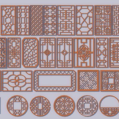 中式镂空窗花3D模型