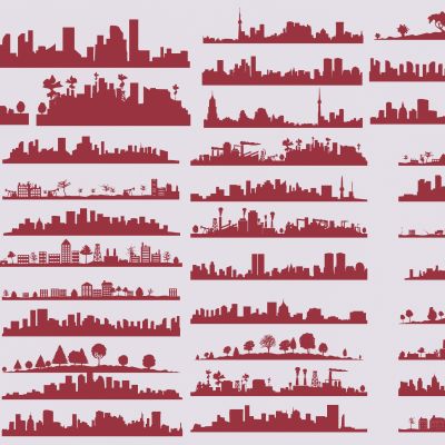 现代剪影墙饰挂件_城市剪影