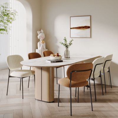 奶油风餐桌椅组合