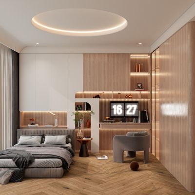 北欧原木轻奢风卧室