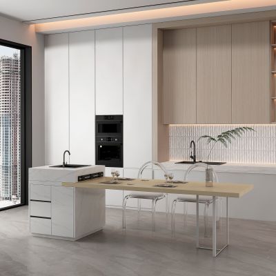 现代岛台餐桌椅组合