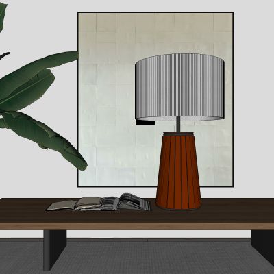 台灯，橙红色，金属，轻奢，帆布灯罩