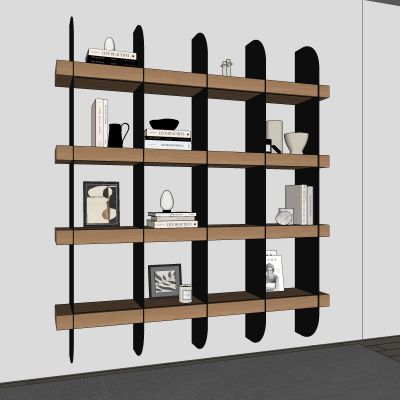 侘寂，壁柜，黑钢，木作，书架，装饰架