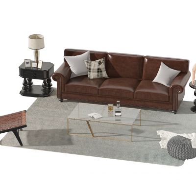 美式沙发茶几组合