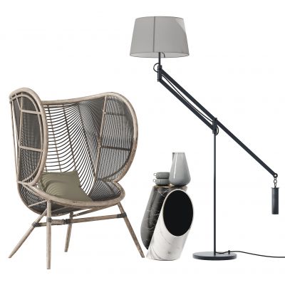 侘寂风竹编休闲椅