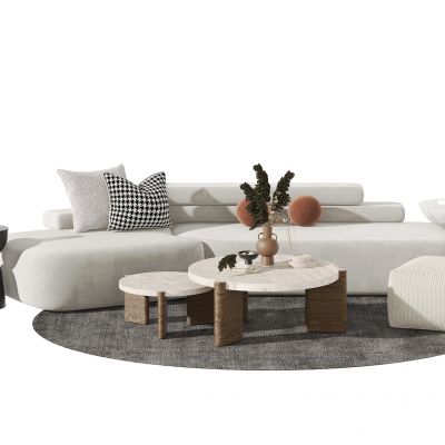 现代弧形沙发茶几组合