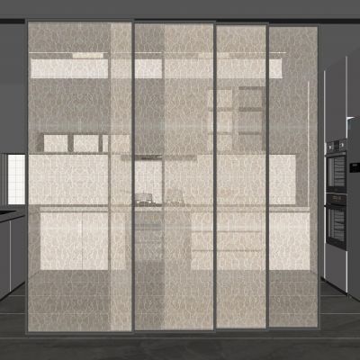 现代夹丝玻璃推拉门