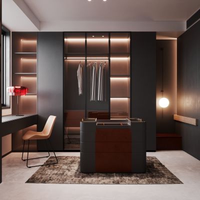 现代，走入式衣帽间，衣柜，更衣室