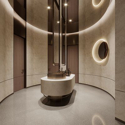 现代简约公共卫生间洗手台