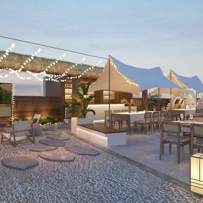 现代帐篷露营西餐厅