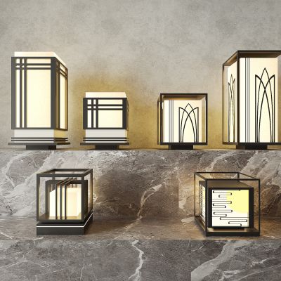 现代户外景观灯 草坪灯 庭院灯3d模型组合