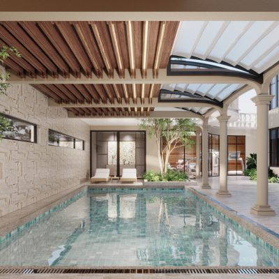 现代别墅游泳池