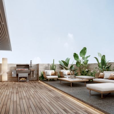 现代别墅庭院阳台