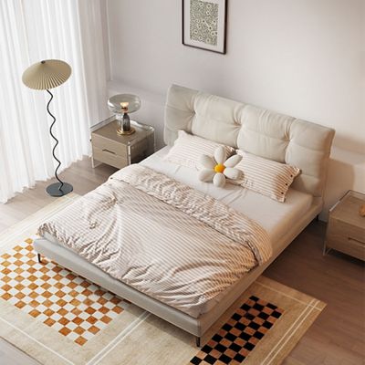 北欧奶油风毛毛虫双人床