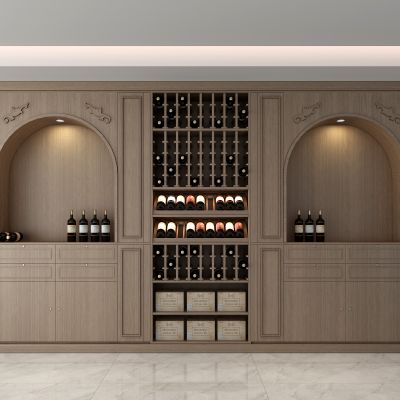 实木红酒窖冷藏室恒温室恒温柜展示柜冷藏柜红酒酒窖3D模型