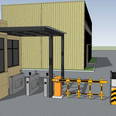 现代风格小区大门保安厅