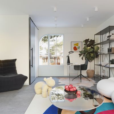 现代公寓客厅书房