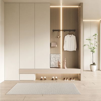 现代奶油风玄关_鞋柜_隔断