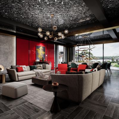 现代轻奢餐厅包厢