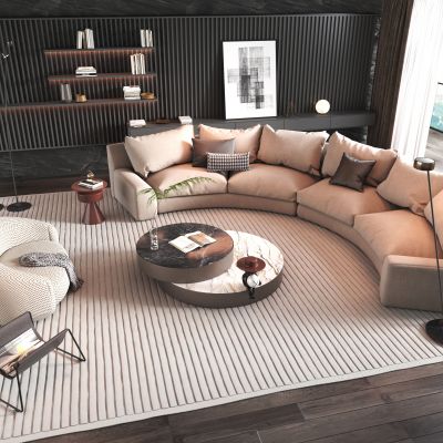 现代简约弧形沙发茶几组合