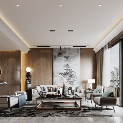 新中式复式客餐厅