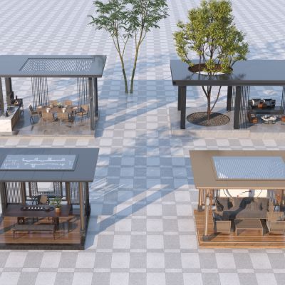 新中式亭子组合3D模型