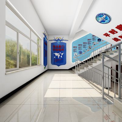 空军基地楼道，空飞大队楼梯，空军办公楼入口，空军展示，空军模型，航空模型