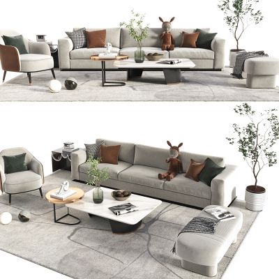 现代沙发茶几组合SU模型