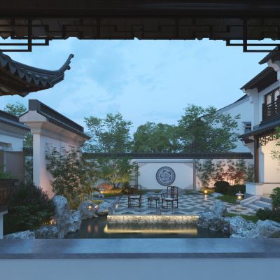 中式景观庭院3D模型