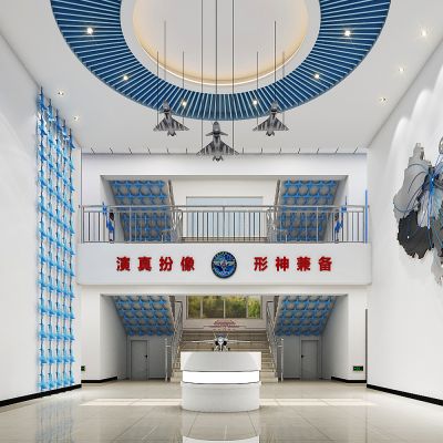 空军基地楼道，空飞大队楼梯，空军办公楼入口，空军展示，空军模型，航空模型