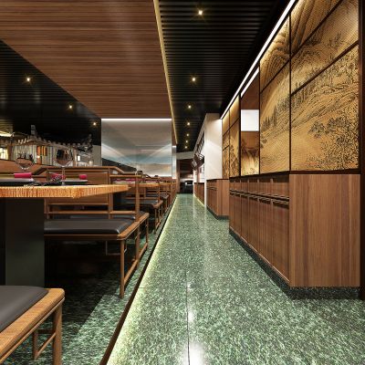 中餐厅，新中式餐厅，餐饮空间，客餐区，中式餐饮桌椅，配饰