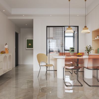 现代奶油风客餐厅