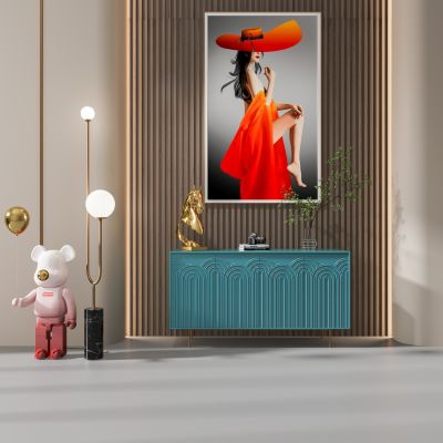 玄关柜 美女挂画 暴力熊树枝组合