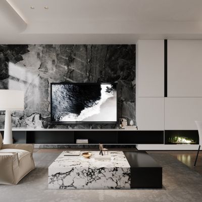 现代电视墙机柜