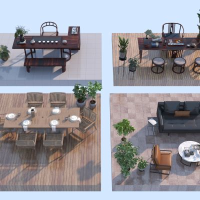 现代新中式茶桌椅组合