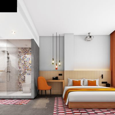 侘寂风酒店客房，废土风酒店客房，低成本酒店客房，特色主题酒店客房