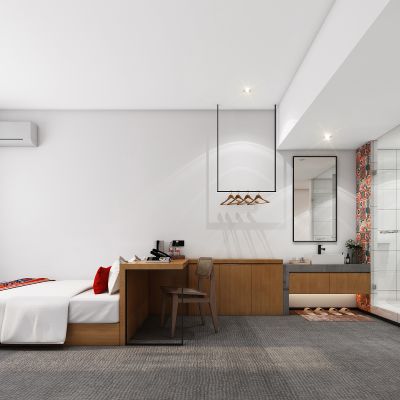 侘寂风酒店客房，废土风酒店客房，低成本酒店客房，特色酒店客房，民宿招待所