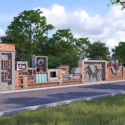 现代乡村景墙3D模型