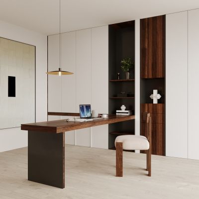 侘寂，书房，书桌椅，书柜