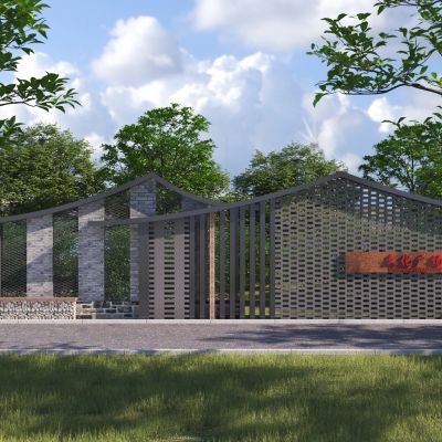 新中式乡村文化景墙3D模型