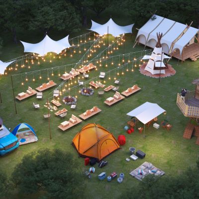 现代露营基地3D模型