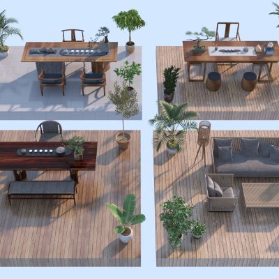 新中式茶桌椅组合