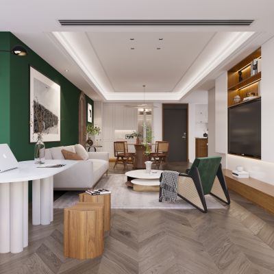 现代客厅餐厅厨房