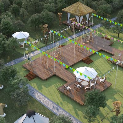  现代露营地 乡村旅游写生