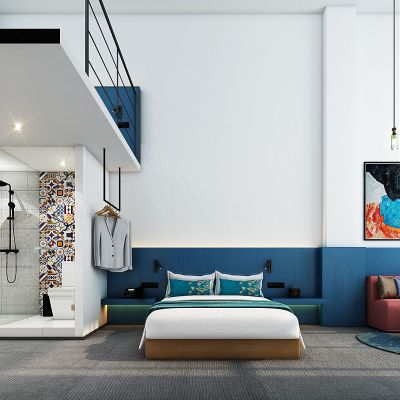 侘寂风酒店客房，废土风酒店客房，低成本酒店客房，特色酒店客房，民宿招待所