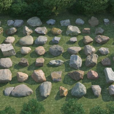 现代景观石头3D模型