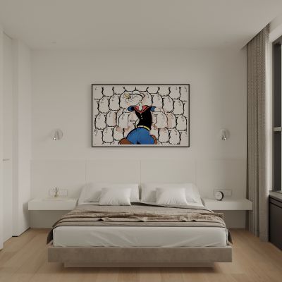 现代简约奶油色卧室