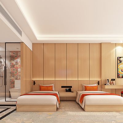 现代酒店客房，酒店客房，商务酒店客房，酒店家具用品，酒店饰品