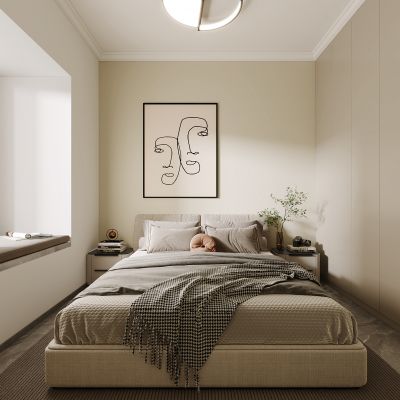现代卧室，卧室，简约卧室